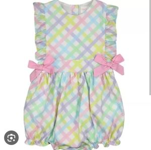 Pink Pastel Bow Bubble Romper